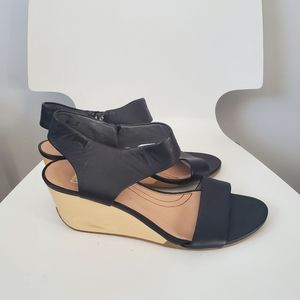 Camper Women's Laura Ankle-Strap Wedge,Black,41 EU (US Women's 11 M)